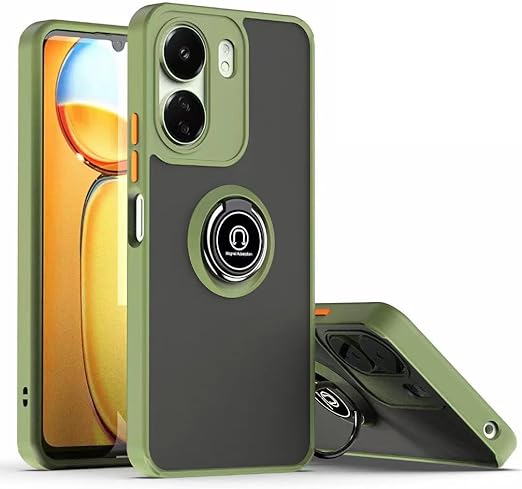 EnZo ase Compatible with Xiaomi Redmi 13C & Poco C65 with Screen Protector,TPU + Hard PC Shockproof Magnetic Ring Car Mount Stand Bumper Cover