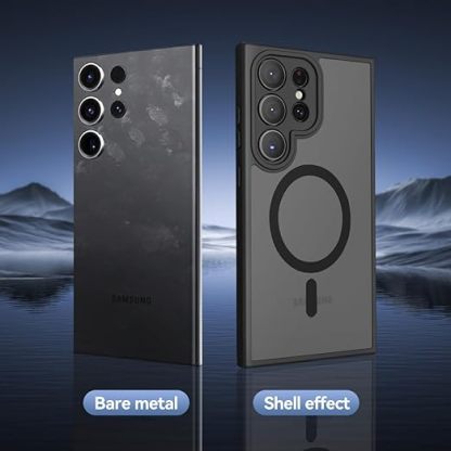 EnZo Magnetic Case for Samsung Galaxy S24 Ultra 5G, Compatible with MagSafe, Translucent Matte [Ultra Slim Shockproof] [Anti-Slip] S24 Ultra Protective Phone Case -Black