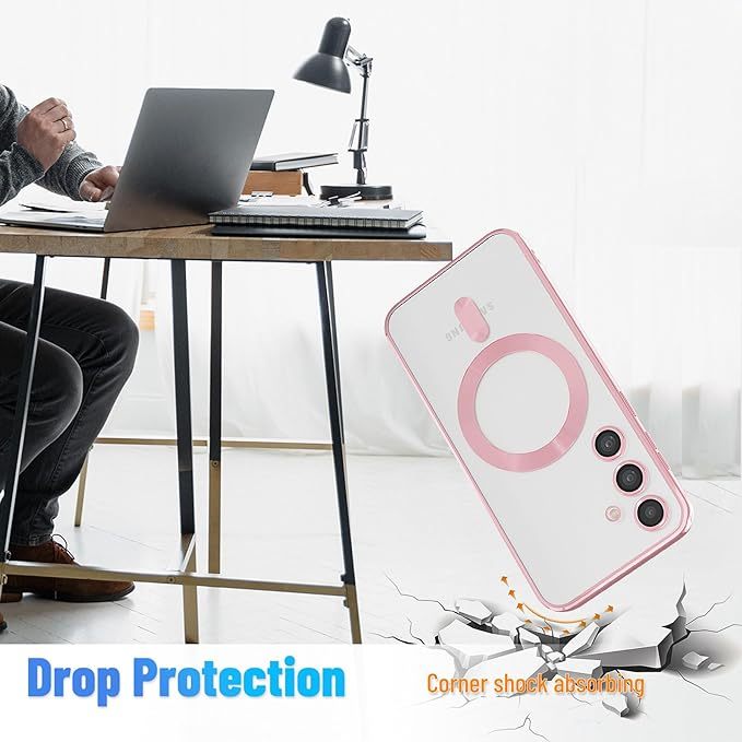 EnZo Magnetic for Samsung Galaxy S24 Plus Case,Electroplated Clear Slim Samsung S24 Plus Phone Case with Camera Protection,Shockproof Samsung S24 Plus Case Compatible with MagSafe