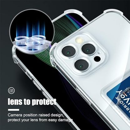 EnZo Case for iPhone 15 Clear Cute Phone Case Soft TPU Wallet Case Slim Bag Cover Shockproof with Card Slot Holder