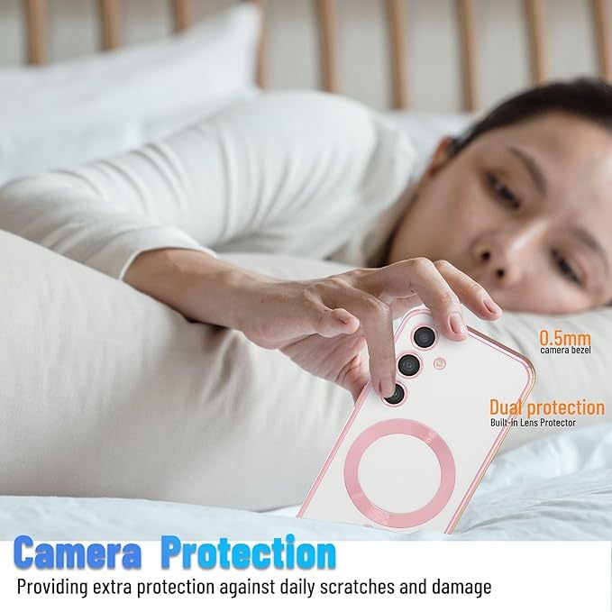 EnZo Magnetic for Samsung Galaxy S24 Plus Case,Electroplated Clear Slim Samsung S24 Plus Phone Case with Camera Protection,Shockproof Samsung S24 Plus Case Compatible with MagSafe