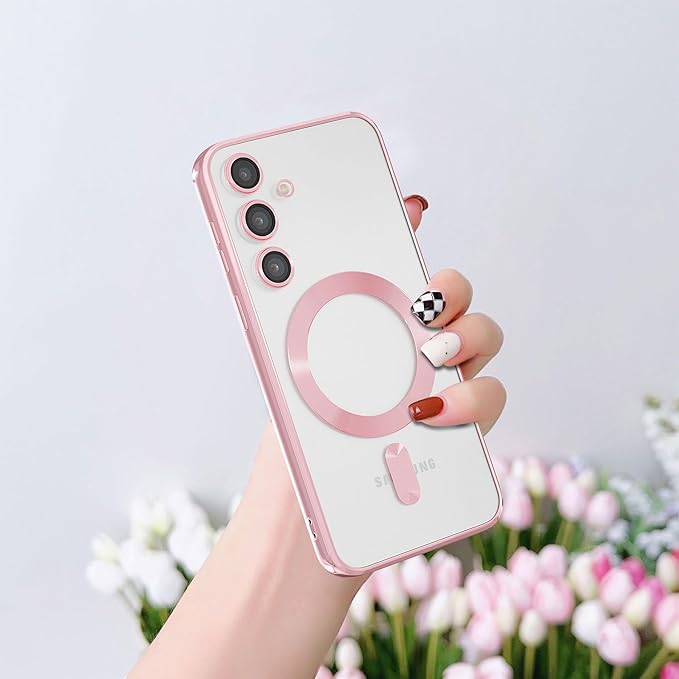 EnZo Magnetic for Samsung Galaxy S24 Plus Case,Electroplated Clear Slim Samsung S24 Plus Phone Case with Camera Protection,Shockproof Samsung S24 Plus Case Compatible with MagSafe