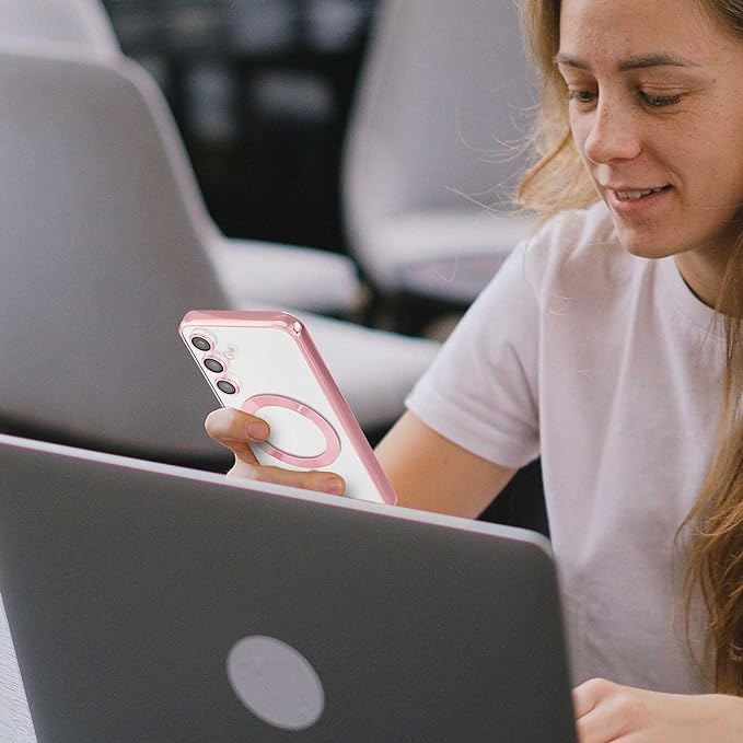 EnZo Magnetic for Samsung Galaxy S24 Plus Case,Electroplated Clear Slim Samsung S24 Plus Phone Case with Camera Protection,Shockproof Samsung S24 Plus Case Compatible with MagSafe