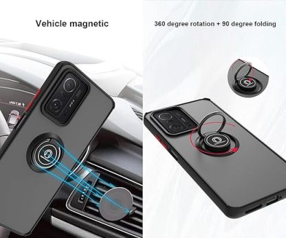 EnZo ase Compatible with Xiaomi Redmi 13C & Poco C65 with Screen Protector,TPU + Hard PC Shockproof Magnetic Ring Car Mount Stand Bumper Cover
