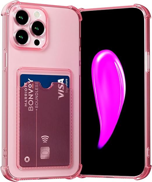 EnZo Case for iPhone 15 Clear Cute Phone Case Soft TPU Wallet Case Slim Bag Cover Shockproof with Card Slot Holder