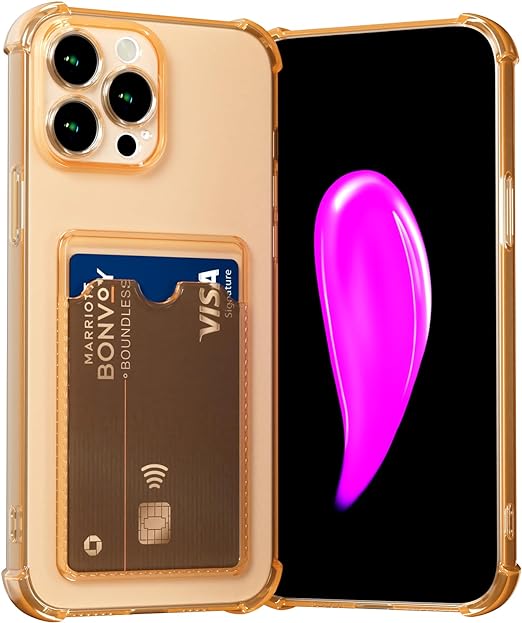 EnZo Case for iPhone 15 Clear Cute Phone Case Soft TPU Wallet Case Slim Bag Cover Shockproof with Card Slot Holder