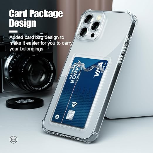 EnZo Case for iPhone 15 Clear Cute Phone Case Soft TPU Wallet Case Slim Bag Cover Shockproof with Card Slot Holder