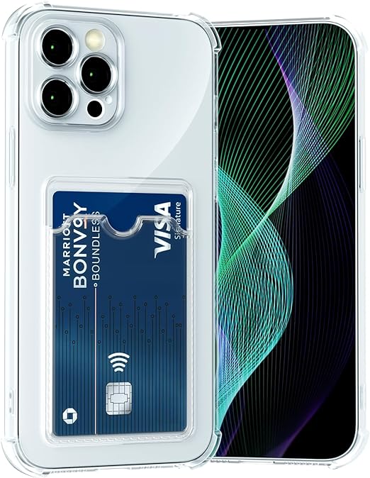 EnZo Case for iPhone 15 Clear Cute Phone Case Soft TPU Wallet Case Slim Bag Cover Shockproof with Card Slot Holder