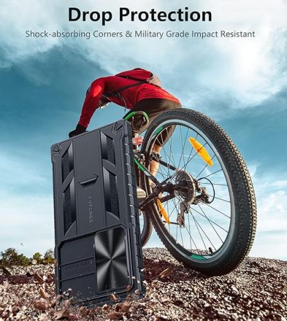 EnZo Military Grade Drop Protection Rugged Protective Mobile Phone Cover with Kickstand & Slide | Shockproof Textured Bumper Heavy Duty Protector, 6.8''