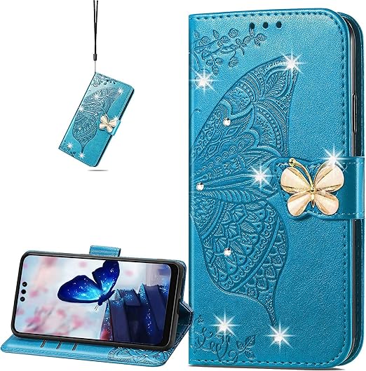 Enfor Huawei Mate 60 Pro Wallet Case for Women Girls, Shiny Butterfly 