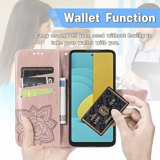 EnZo for Huawei Mate 60 Pro Wallet Case for Women Girls, Shiny Butterfly Flower PU Leather Cover with Card Slot Holder Flip Phone Case for Huawei Mate 60 Pro
