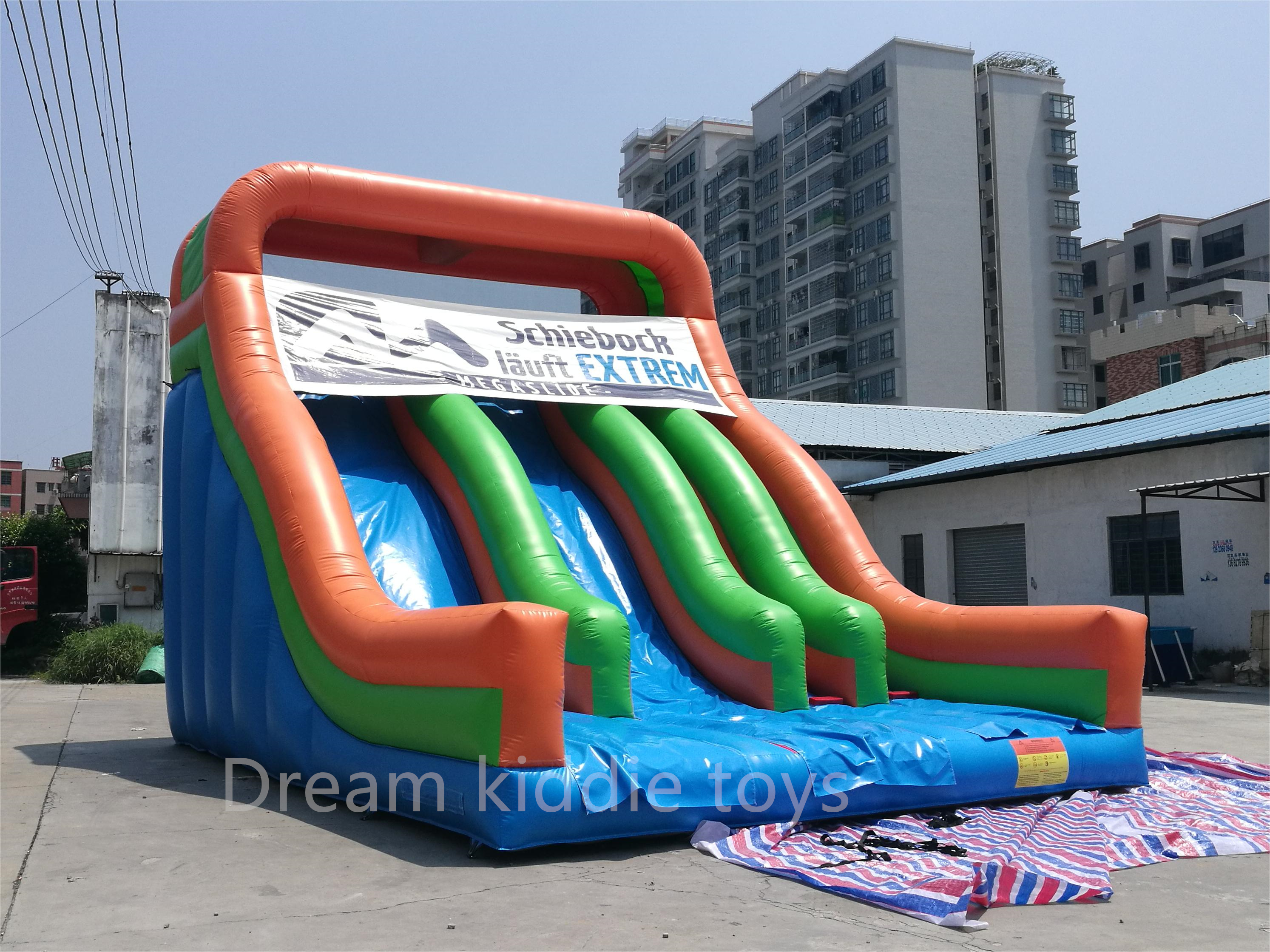Double Lane Party Rental Playground Commercial Giant water slide inflatable Dry and Wet Water Slide for Adult and Kids