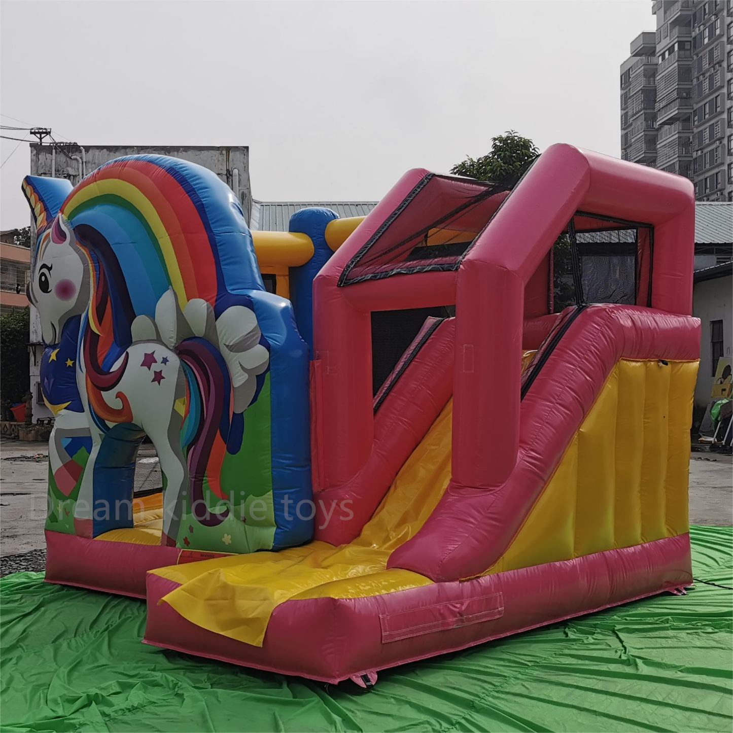 Unicorn Jumping Castle Commercial Inflatable Bouncy Castle Slide Combo Outdoor Birthday Party Bounce House For Girls