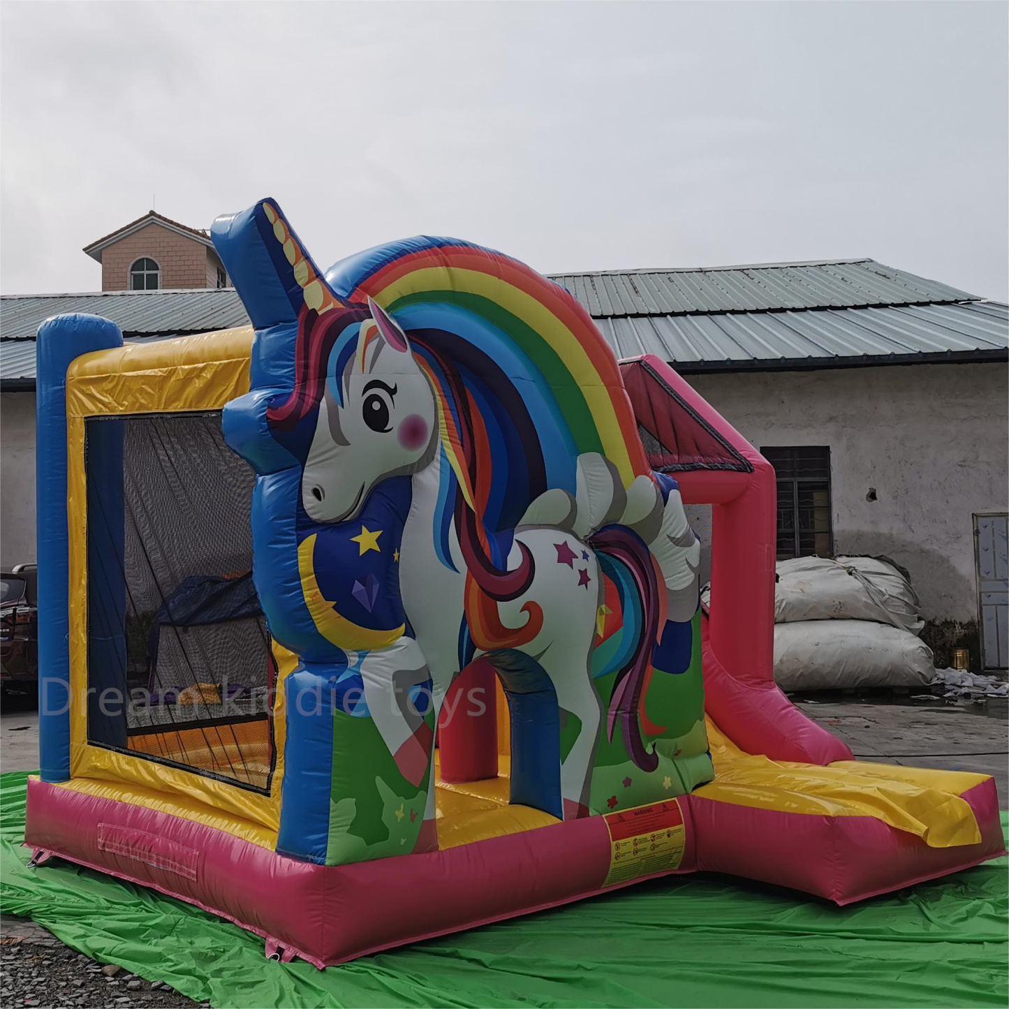 Unicorn Jumping Castle Commercial Inflatable Bouncy Castle Slide Combo Outdoor Birthday Party Bounce House For Girls