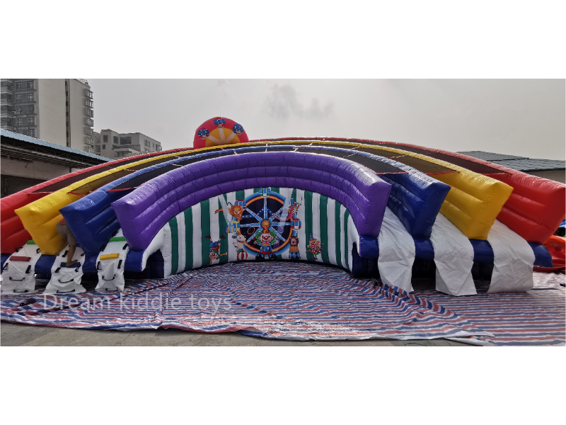 Outdoor rainbow slide inflatable water slide water park for kids cartoon themed jumping castle