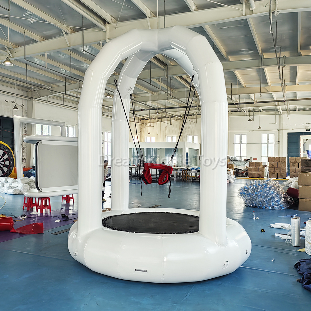 White Inflatable Bungee Jumping Bouncer Airtight Trampoline Inflatable Sports Game