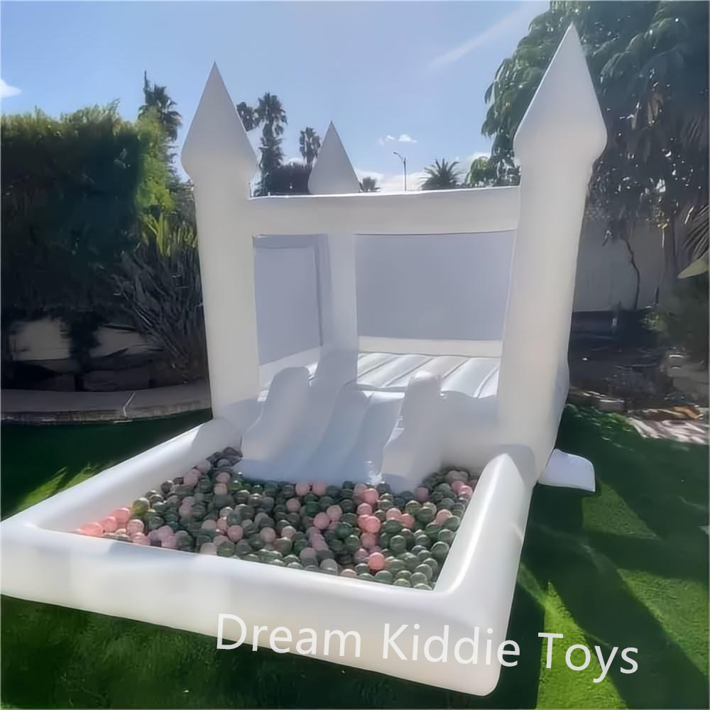 Party White Bouncy Castle Bounce House Inflatable Bouncing Castle With Slide And Ball Pool