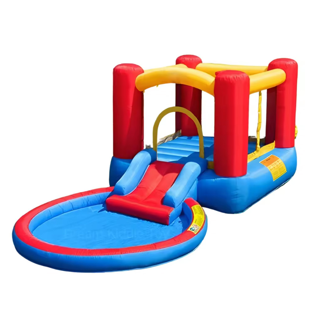 Colorful inflatable bouncer combo with pool bouncy jumping house water pool combo for kids