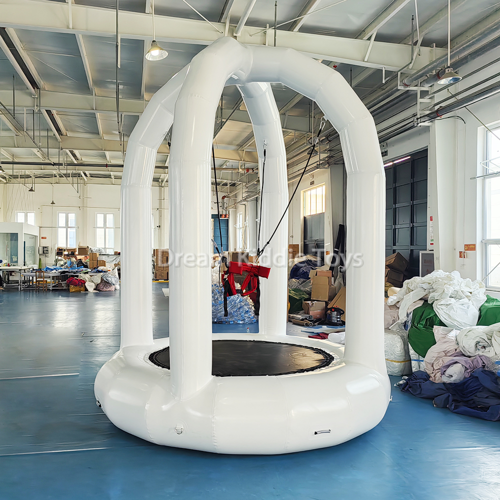 White Inflatable Bungee Jumping Bouncer Airtight Trampoline Inflatable Sports Game