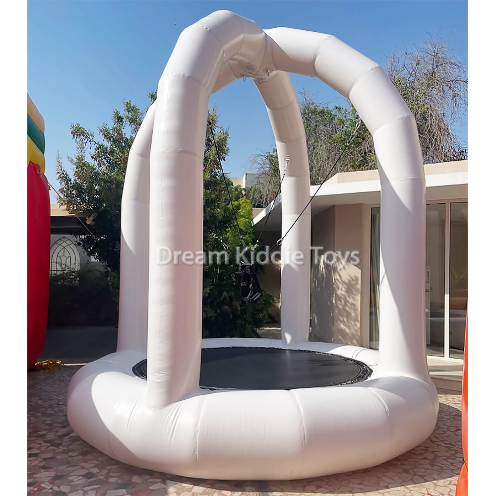 White Inflatable Bungee Jumping Bouncer Airtight Trampoline Inflatable Sports Game