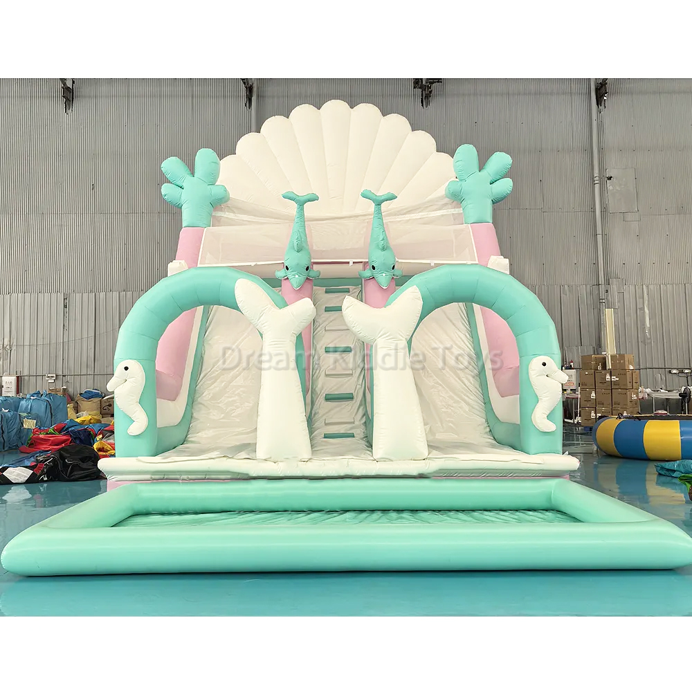 Mermaid Kids Inflatable Slide with Pool Commercial Giant Inflatable Bouncy Castle with Slide 