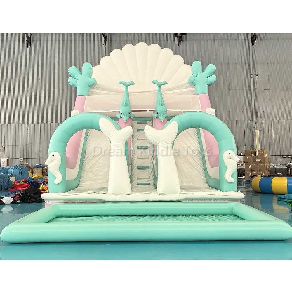 Mermaid Kids Inflatable Slide with Pool Commercial Giant Inflatable Bouncy Castle with Slide 