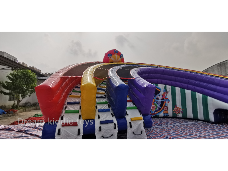 Outdoor rainbow slide inflatable water slide water park for kids cartoon themed jumping castle