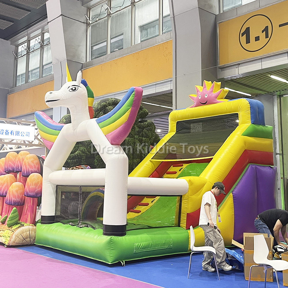 Unicorn Inflatable Slide Rental Commercial Inflatable Bouncy Castle with Slide 