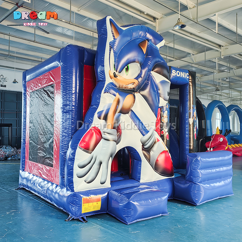 Sonic Theme PVC Inflatable Bouncer with Slide Jumping House