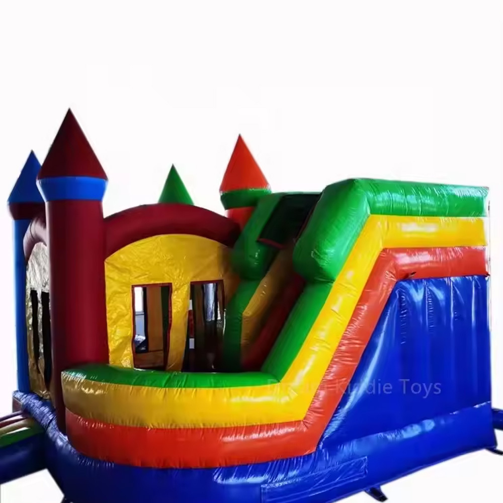 Colorful inflatable bouncer combo Slide bouncy slide combo inflatable bounce house with slide