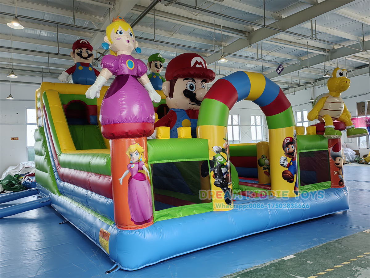 Giant 13x26FT Super Mario Cartoon Bounce House slide obstacle Bouncy Castle combo for Kids&Adults 