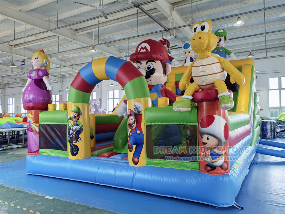Giant 13x26FT Super Mario Cartoon Bounce House slide obstacle Bouncy Castle combo for Kids&Adults 