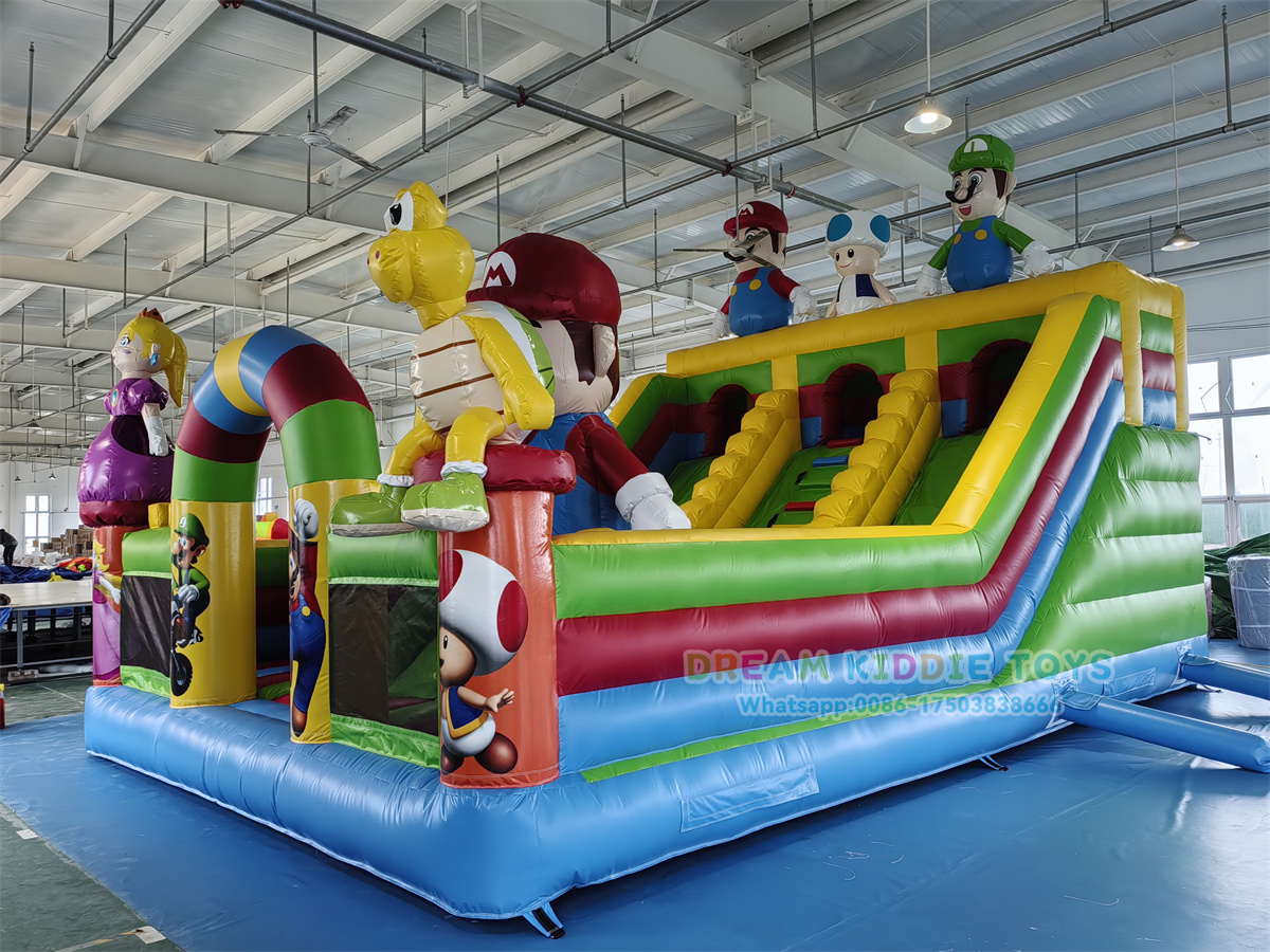 Giant 13x26FT Super Mario Cartoon Bounce House slide obstacle Bouncy Castle combo for Kids&Adults 