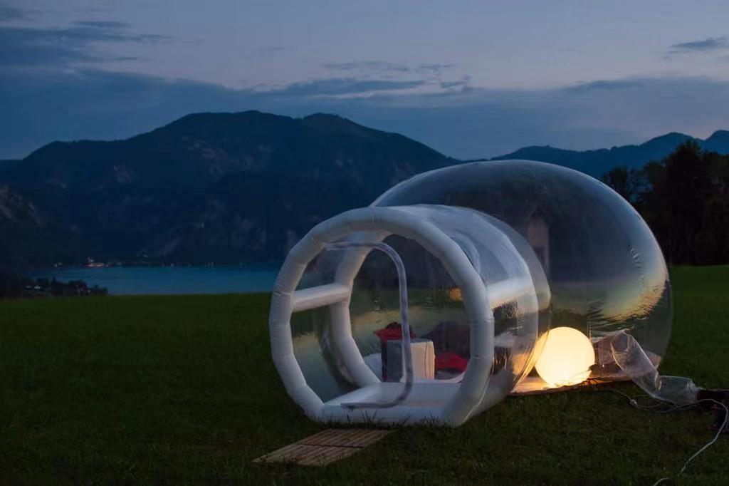 New style popular LED light bubble tent house Inflatable tent bubble tent transparent for picnic with LED light 