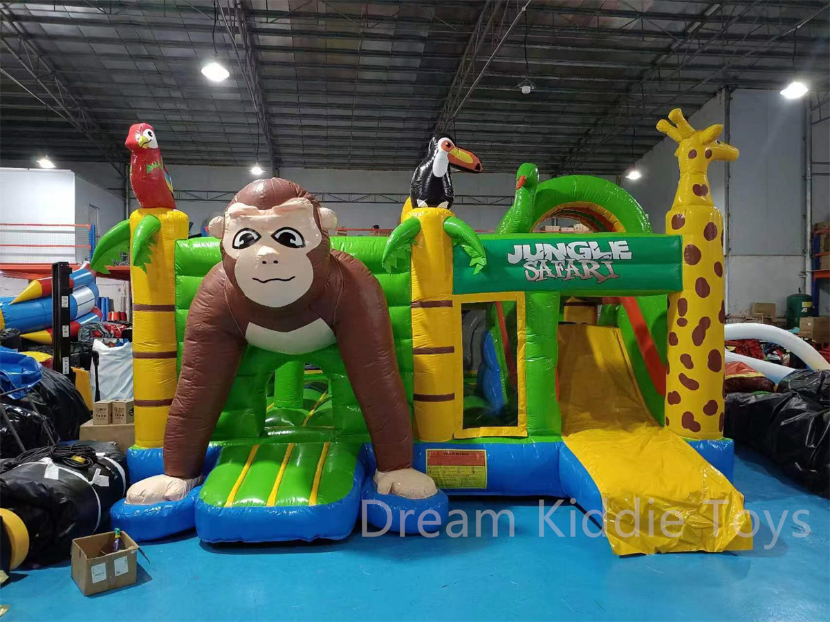 5.5MX5M Gorilla Park Inflatable Combo Jumping Castle With Slide For Kids Birthday Gorilla Bounce House Mutifunctional