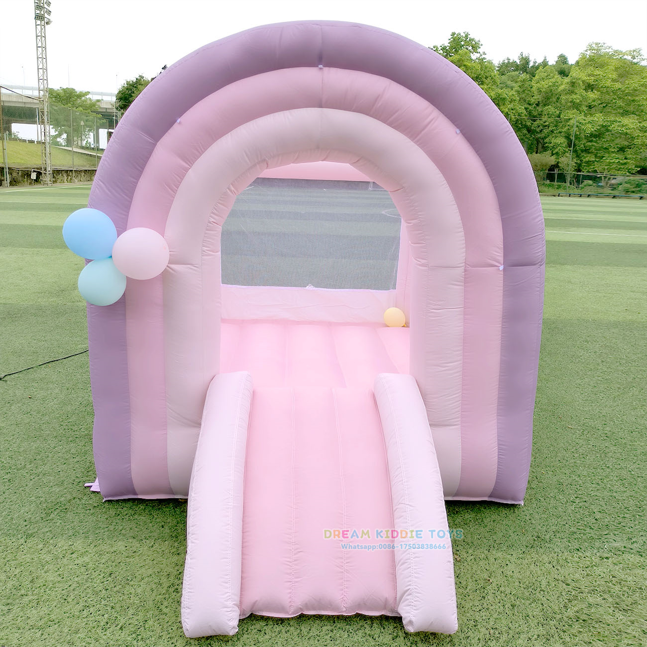 Mini Girl Rainbow Bouncy House Pastel Pink Jumping House Bouncy Castle Kid's bounce castle 