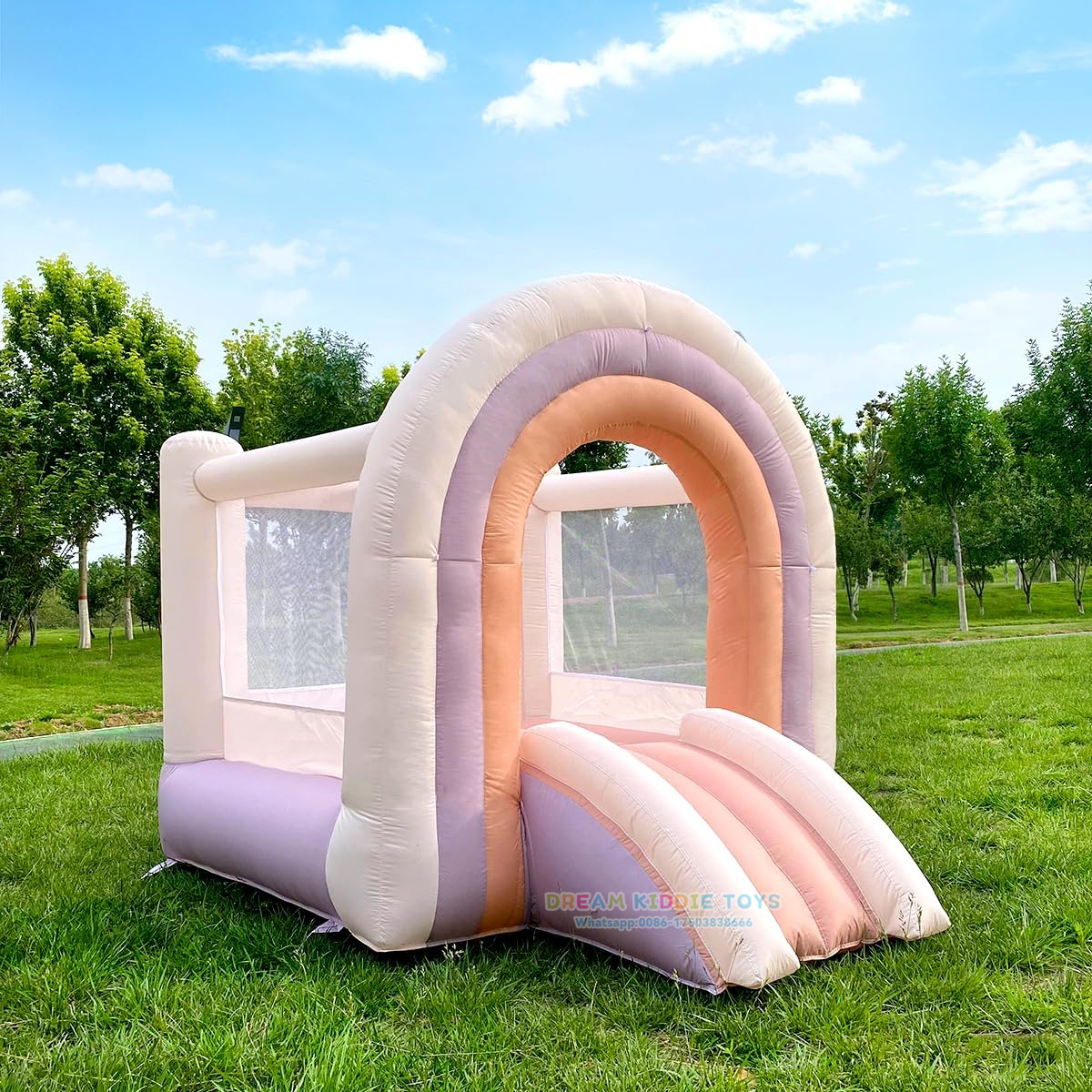 Mini Girl Rainbow Bouncy House Pastel Pink Jumping House Bouncy Castle Kid's bounce castle 