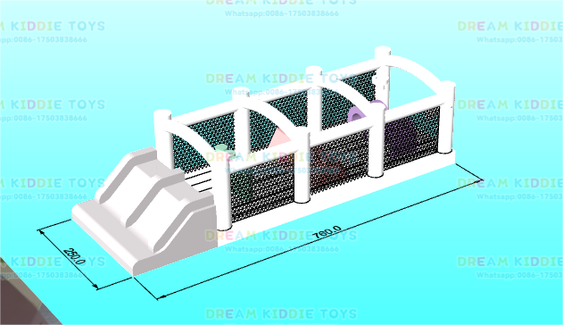 White Obstacle Course Bounce House Outdoor Games Challenge Pastel bouncer bouncy Castle combo slide and obstacle