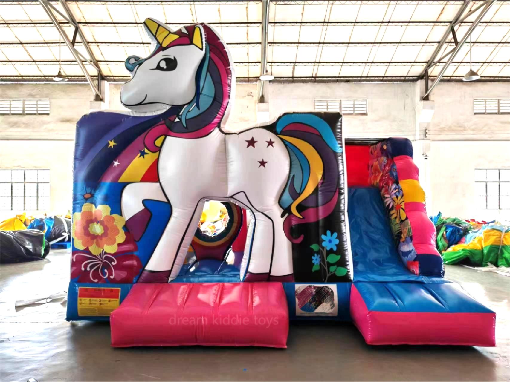 Unicorn Inflatable Castle Jumping Combo Slide Children's Bounce House Castle Inflatable Bouncer
