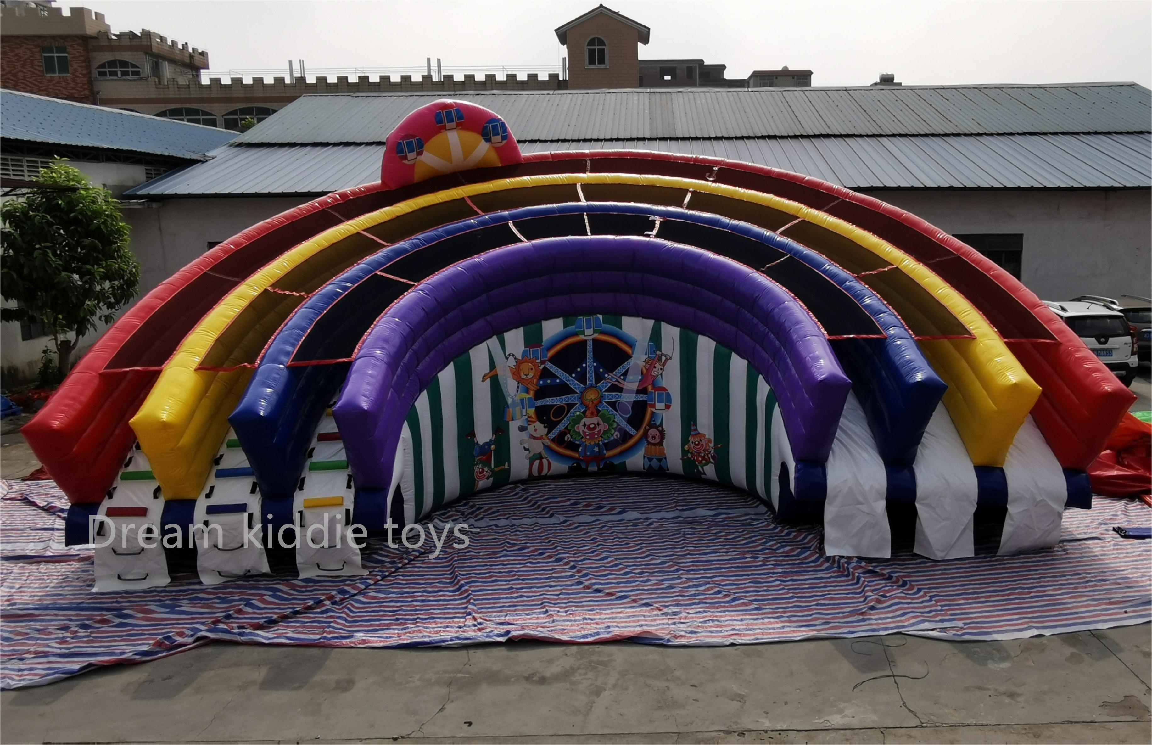 Outdoor rainbow slide inflatable water slide water park for kids cartoon themed jumping castle