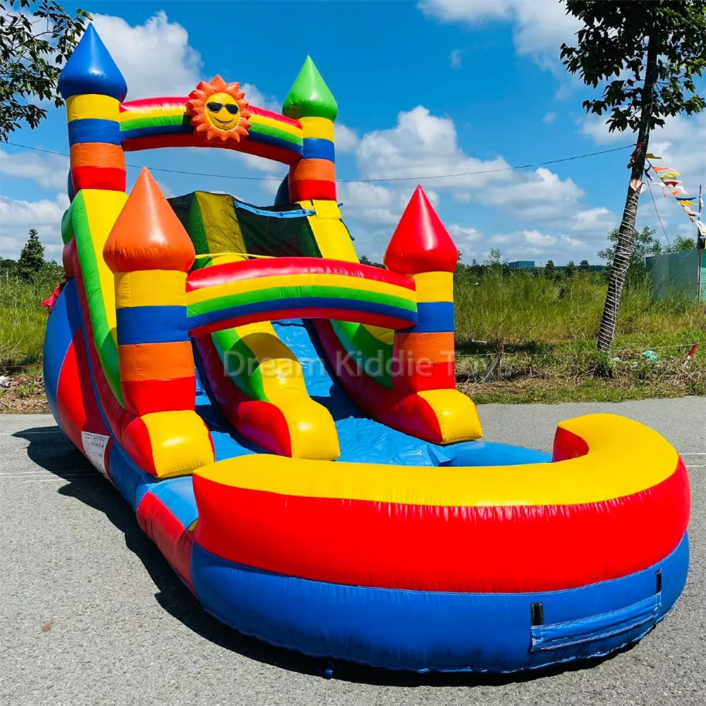 Indoor Outdoor Sun Mini Inflatable Bouncy Water Slide Splash Pool Children Water Slide For Kids 