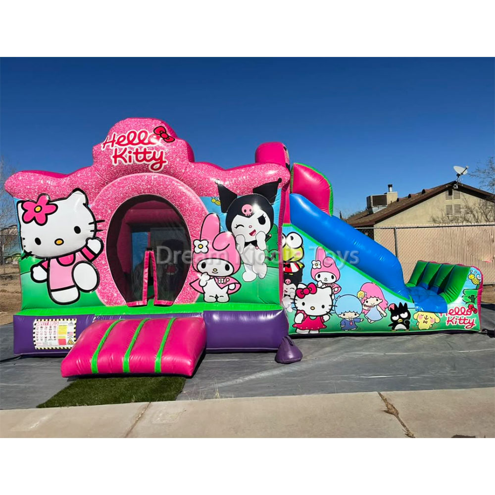 Hello Kids Commercial Jumping Bouncy Castle Kitty Inflatable bouncers Children Cartoon Combo 