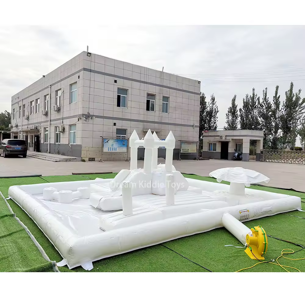 White Inflatable Splash Pad Water Obstacle Course Outdoor Splash Pool Soft Play Equipment Playground Inflatable Pool For Kids