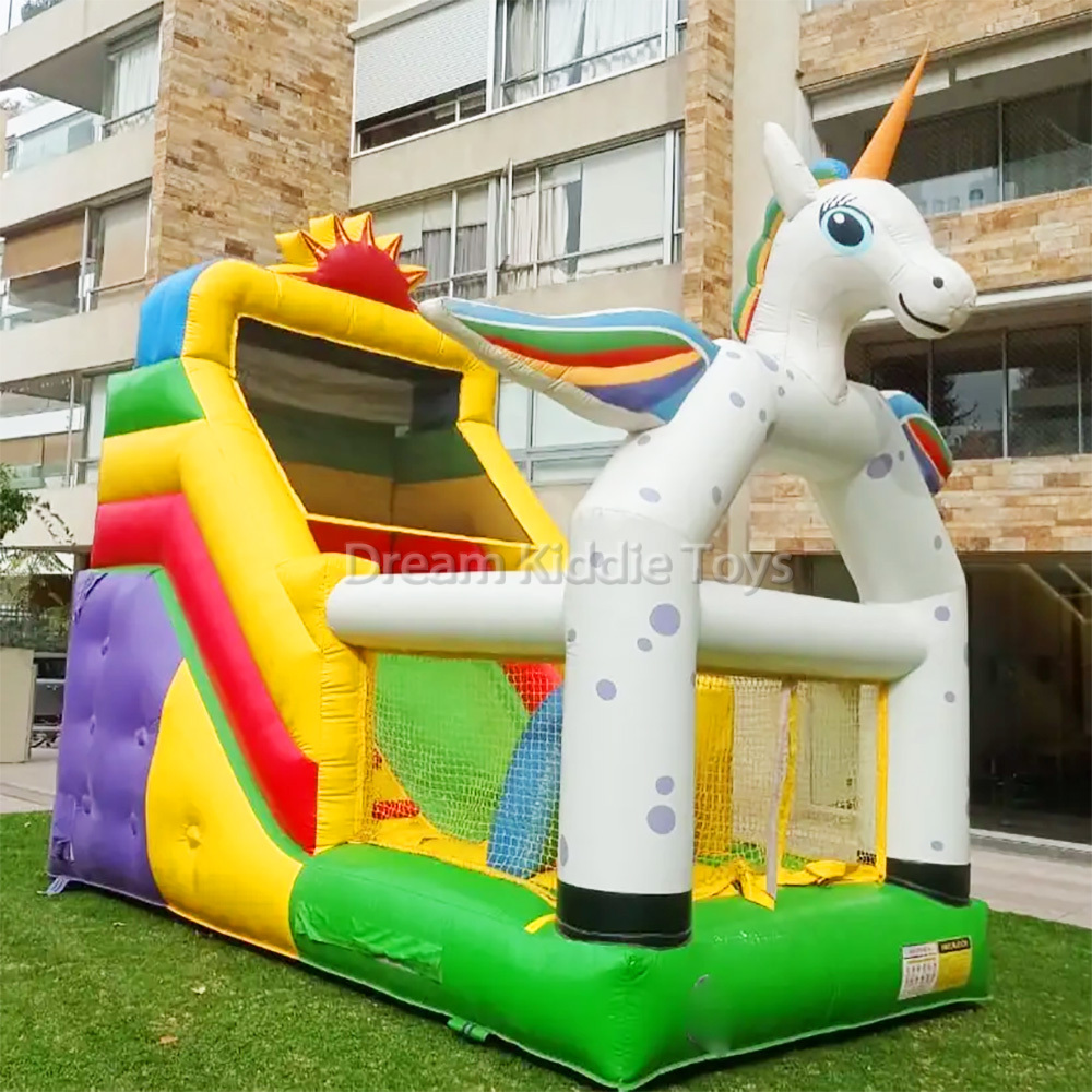 Unicorn Inflatable Slide Rental Commercial Inflatable Bouncy Castle with Slide 