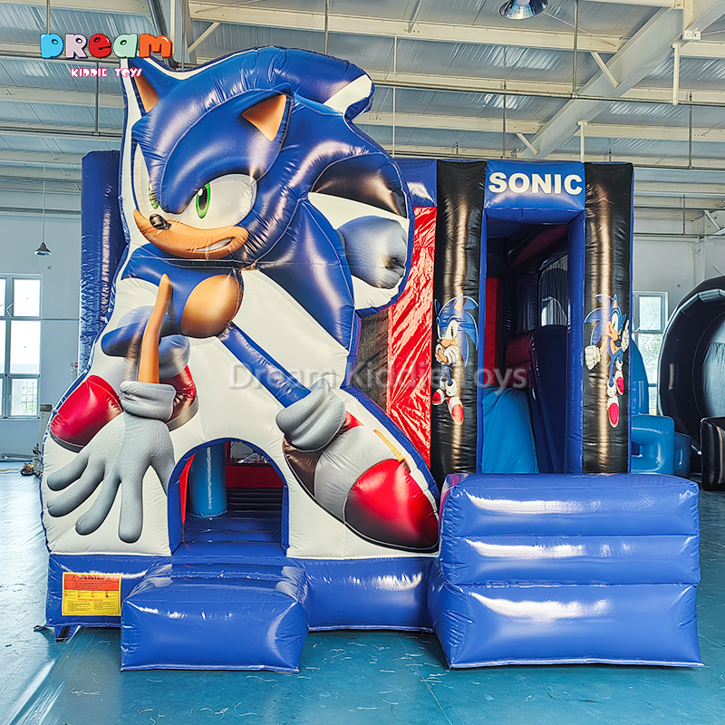 Sonic Theme PVC Inflatable Bouncer with Slide Jumping House