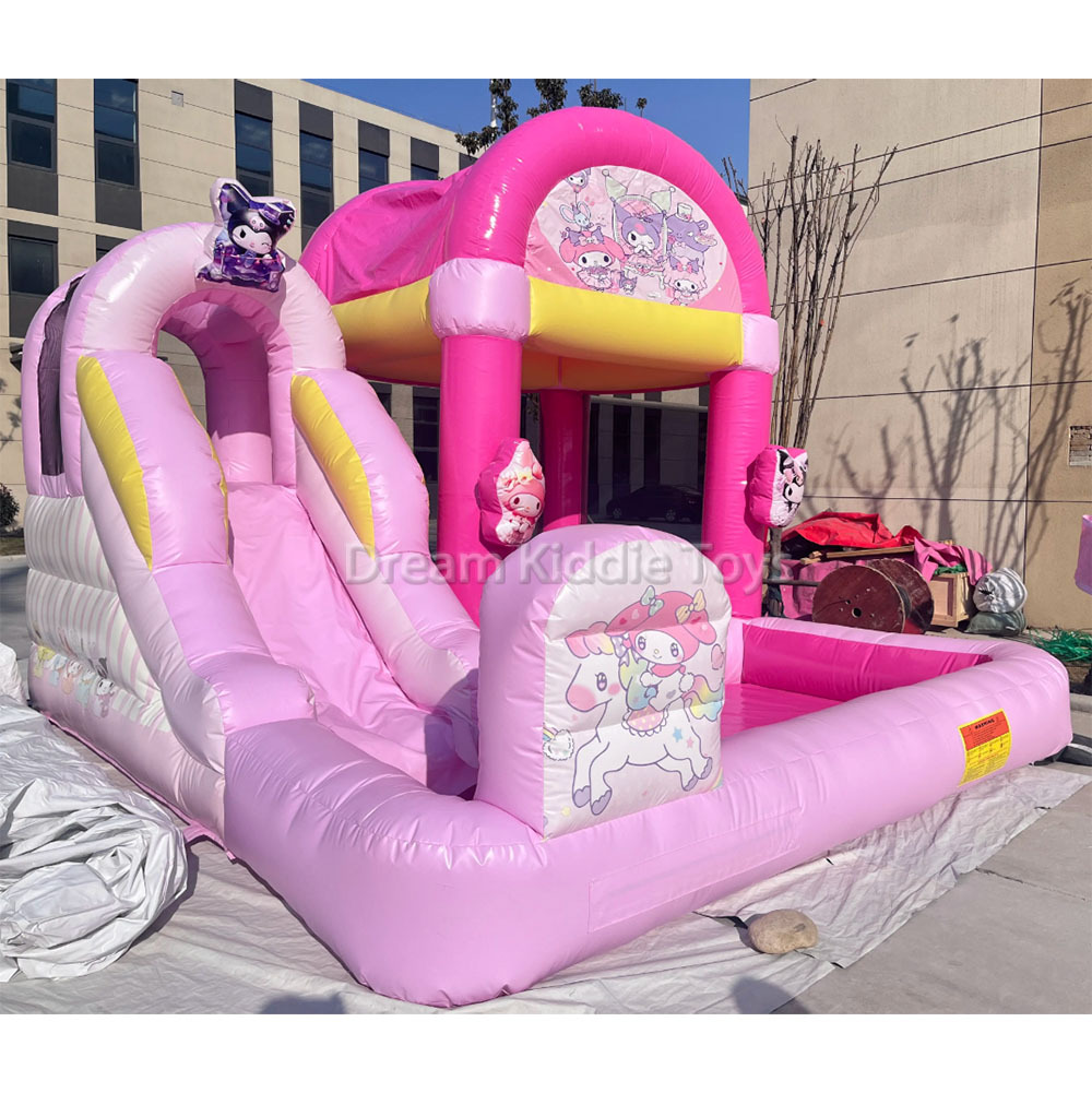 Kuromi Girls Inflatable Water Slide Combo Kitty Commercial Inflatable Bouncy Castle with Pool
