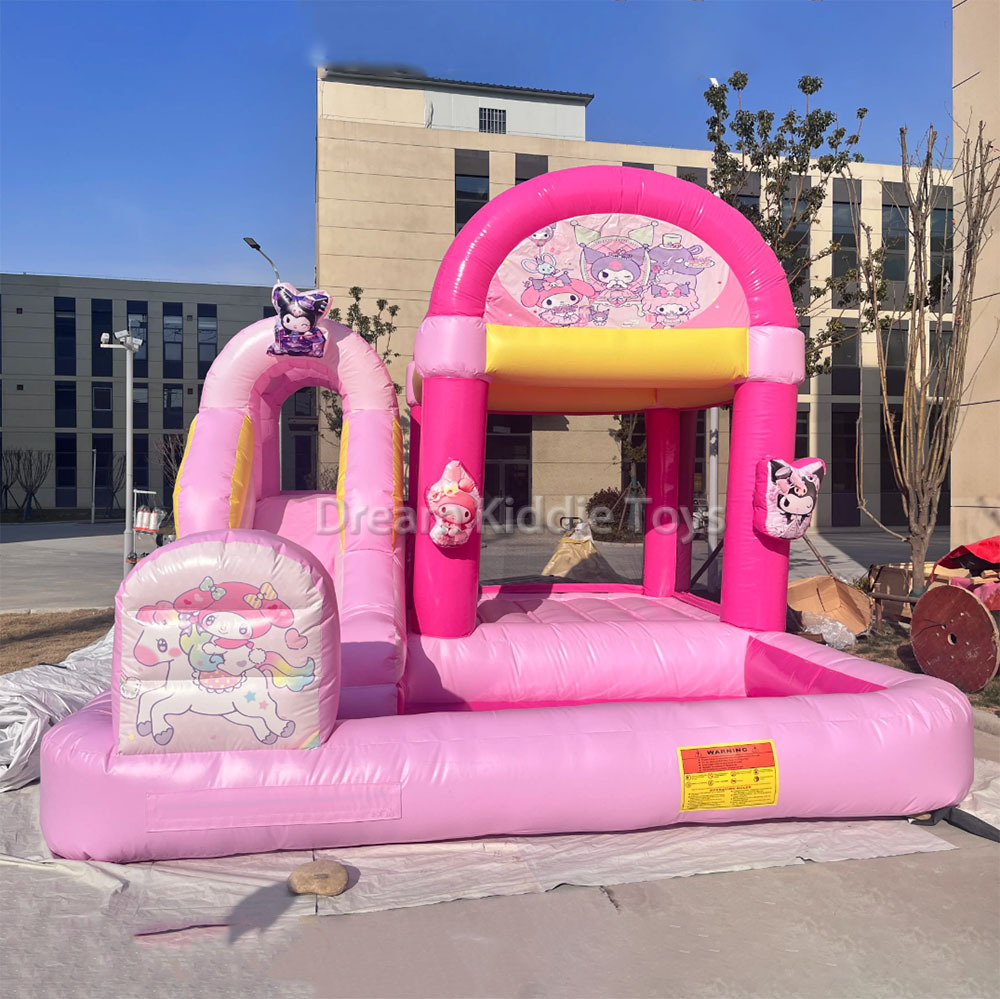 Kuromi Girls Inflatable Water Slide Combo Kitty Commercial Inflatable Bouncy Castle with Pool