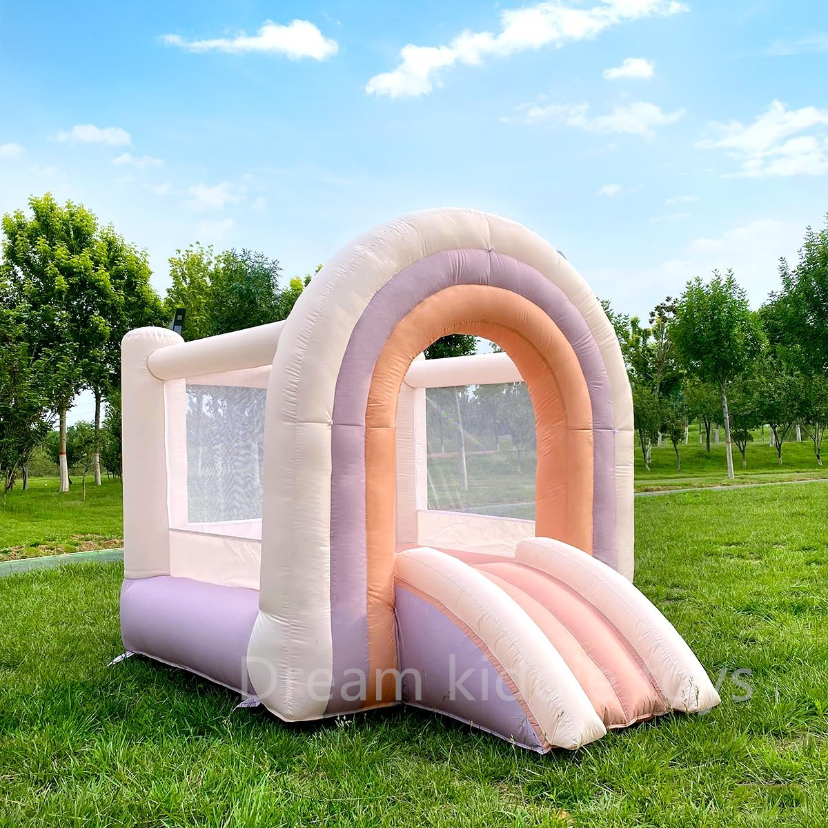 Rainbow Bounce House Commercial Inflatable Bouncer Bouncy Castle jumping castle combo with slide for Kids
