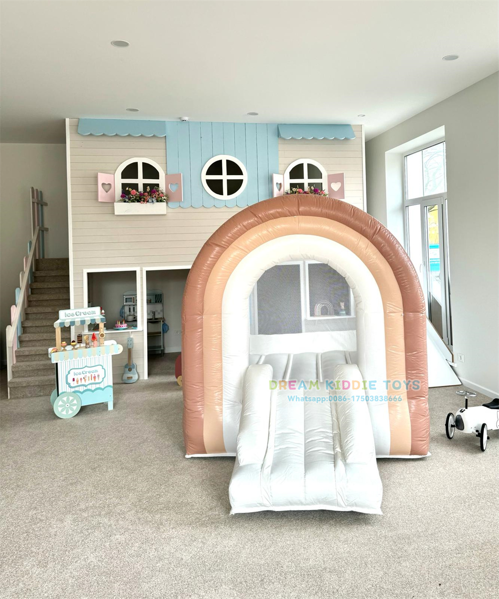 Commecial PVC material Rainbow Bouncy House Brown Jumping House Bouncy Castle Mini bounce