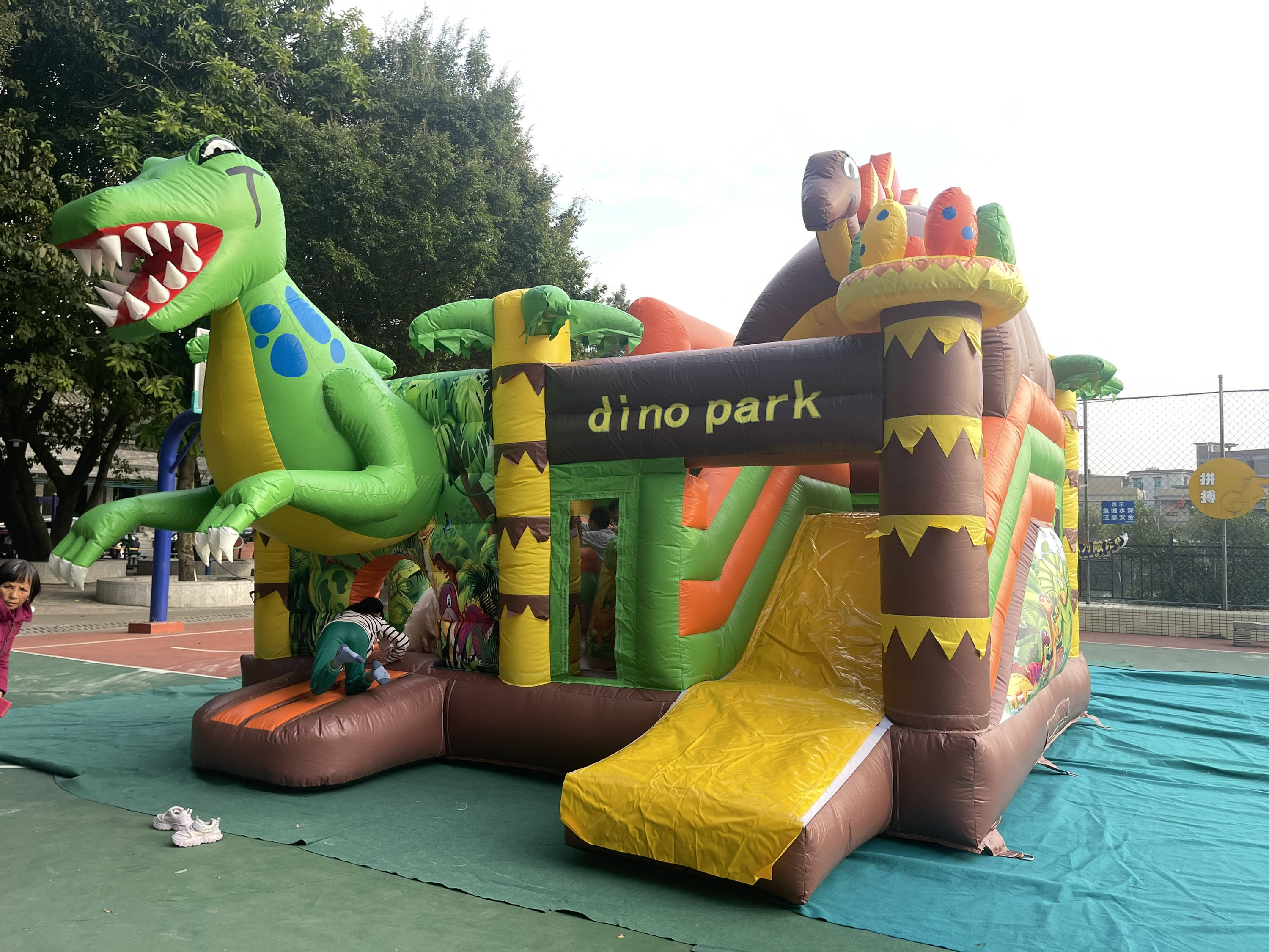 Dinosaur Park Inflatable Combo Jumping Castle With Slide For Kids Birthday Dinosaur Inflatable Bounce House For Party Rent